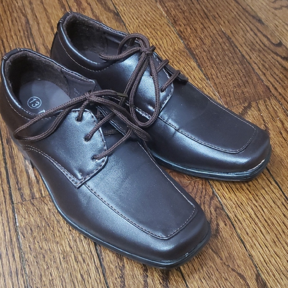Dream Seek Kid's Brown Leather Dress Shoes
